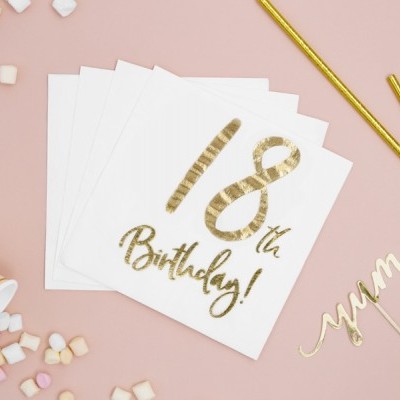 20 Guardanapos 18th ouro foil