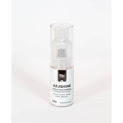 Frasco branco com spray de pó purpurina AZUSHINE da Azucren com tampa transparente