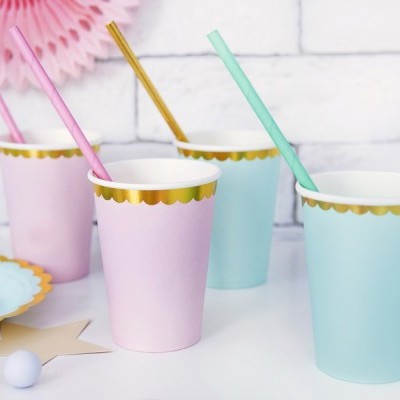 Copos Rosa Bebé e Dourado