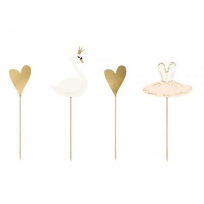 4 Cupcake toppers Lovely swan