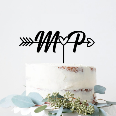 Topo de bolo Casamento Iniciais