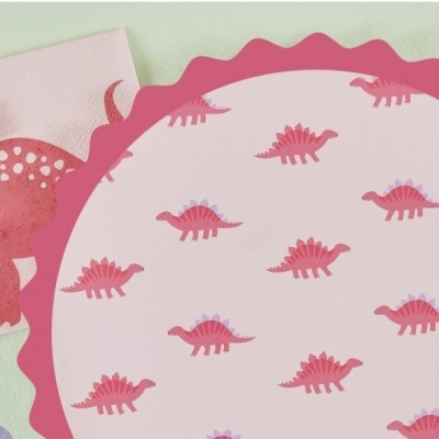 Pratos Dinossauro Rosa