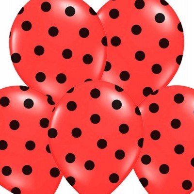 Balão latex vermelho bolas pretas
