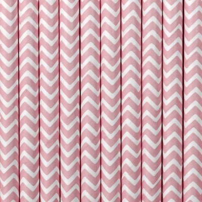 10 Palhinhas Rosa Claro Chevron
