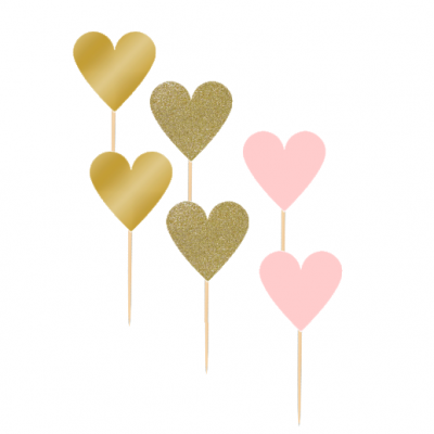 12 Cupcake toppers Corações