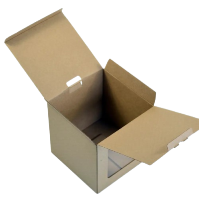 Caixa com janela 18x18x18cm kraft