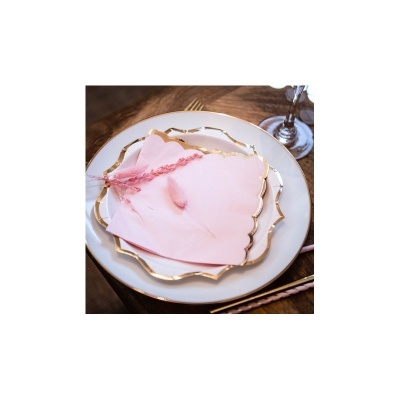 Guardanapos rosa bebé rebordo ouro