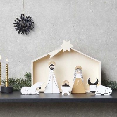 Presépio em madeira, 6 peças