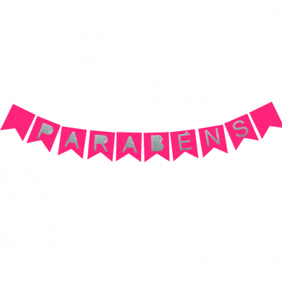 Grinalda Parabéns Fushia e holográfico