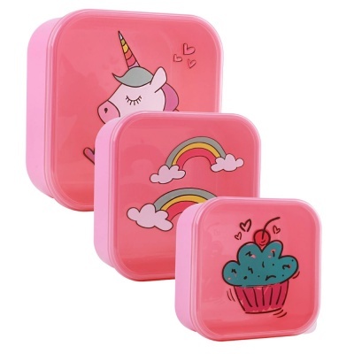Conjunto de 3 Caixas de Lanche Unicórnio
