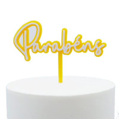 Topper Parabéns Amarelo & Branco