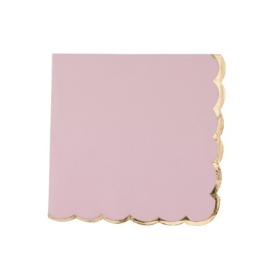 Guardanapos rosa bebé rebordo ouro