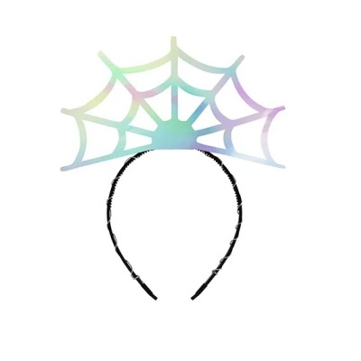 Aro para cabelo com teia de aranha em cores pastel