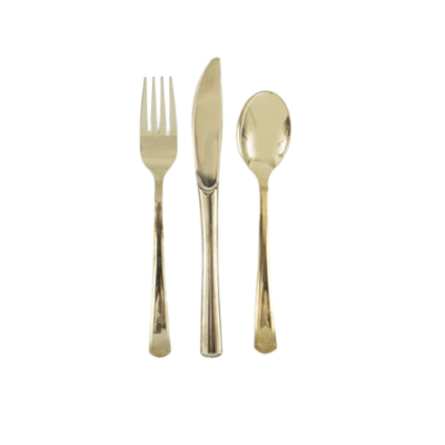 Set 18 Talheres Ouro Metalizado