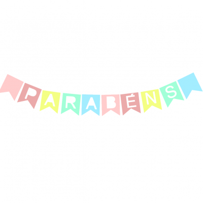 Grinalda Parabéns Tons Pastel e Branco