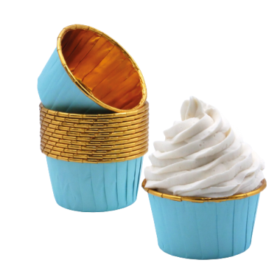 Formas Cupcake Azul bebé com ouro