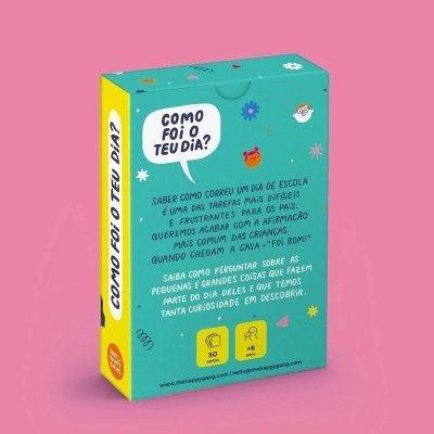 Caixa de jogo educativo azul e amarelo com texto em português e ilustrações coloridas