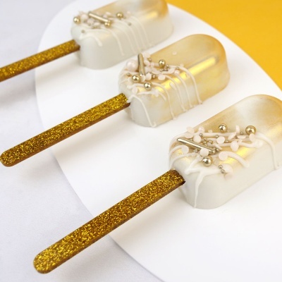 Popsicles Sticks Glitter Ouro
