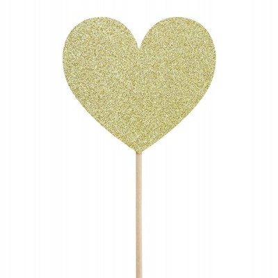 Toppers corações glitter ouro