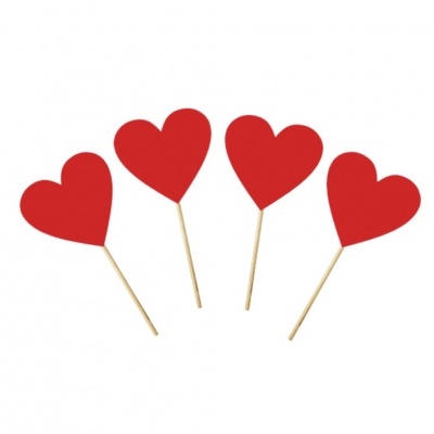 12 Cupcake toppers Corações Vermelhos