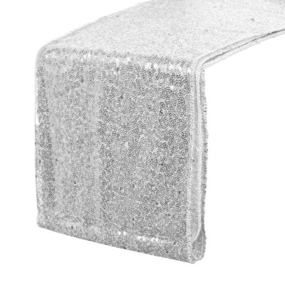 Caminho de mesa de lantejoulas, prata