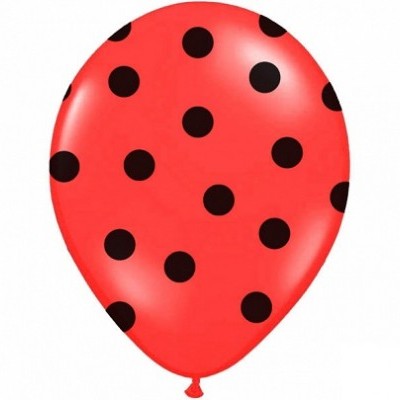 Balão latex vermelho bolas pretas