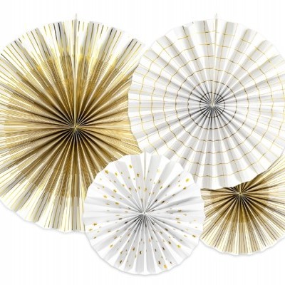 Rosetas mix branco e dourado x4