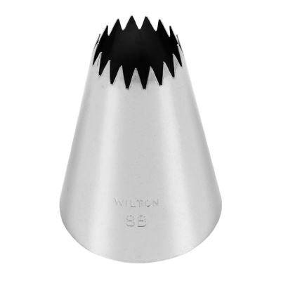 Bico de confeitar metálico com dentes pretos em ziguezague