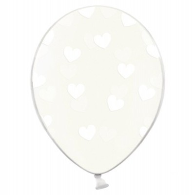 Balão latex transparente corações brancos