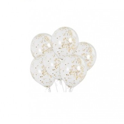6 balões confetti dourado