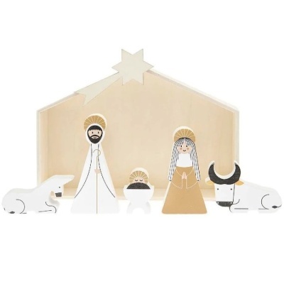 Presépio em madeira, 6 peças