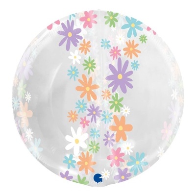 Balão Foil 19" 4D Globo Margaridas Coloridas