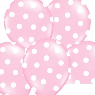 Balão latex rosa bolas brancas