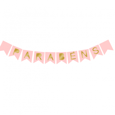 Grinalda Parabéns Rosa e Ouro