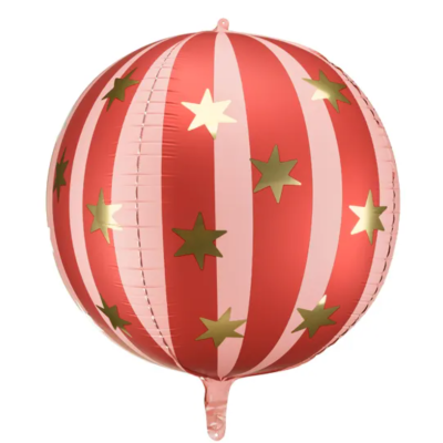 Balão foil Bola com estrelas vermelho