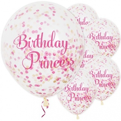 6 balões confetti birthday princess