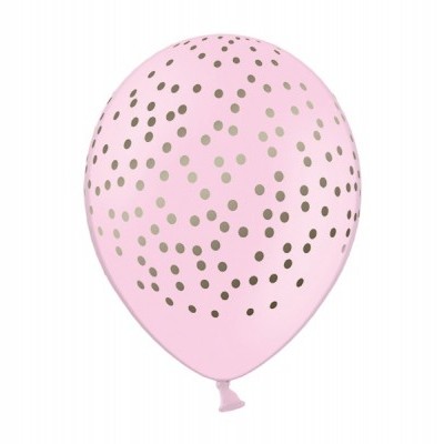 Balão latex rosa bebé bolas ouro