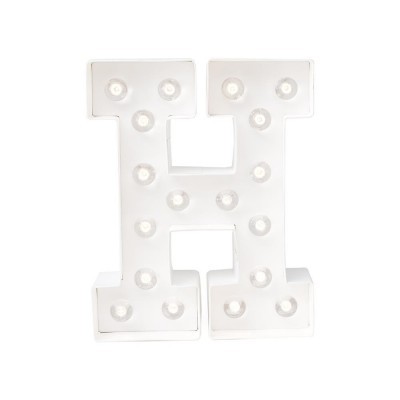 Letra decorativa H branca com luzes LED