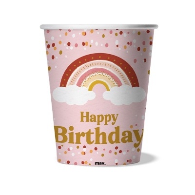 Copos Happy birthday arco iris