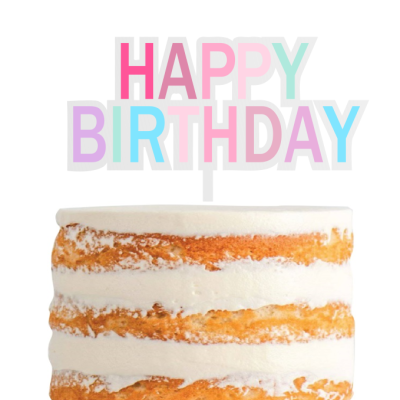 Topo de Bolo Acrílico Happy birthday