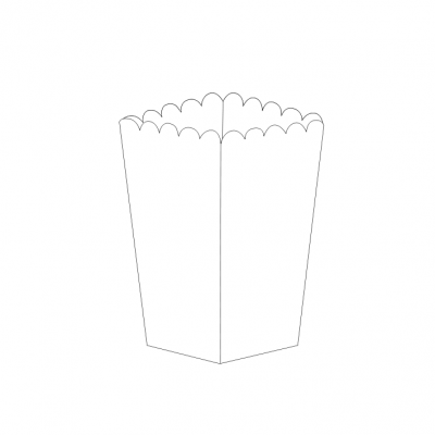 Caixa branca de papel para pipocas com topo ondulado