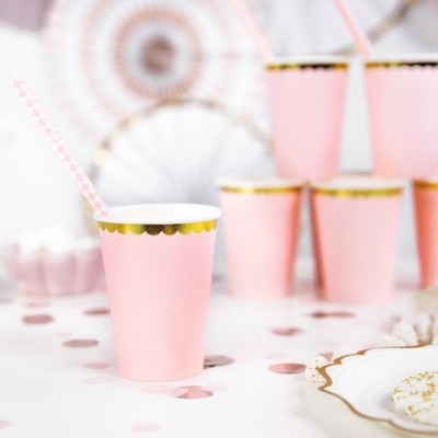 Copos Rosa Bebé e Dourado