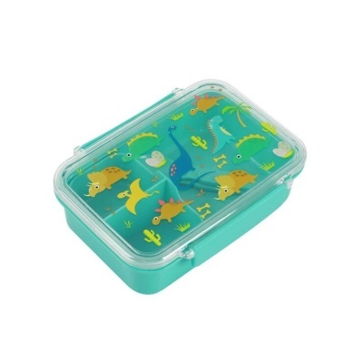 Caixa de Lanche com Colher e Garfo Dino