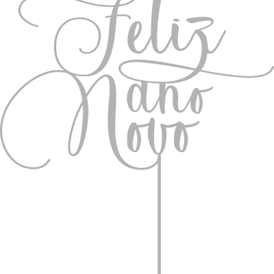 Topo de bolo Feliz ano Novo prata