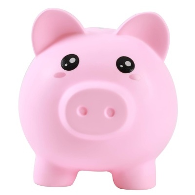 Mealheiro porquinho rosa plástico com olhos grandes