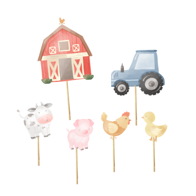 Cupcake toppers Animais da quinta