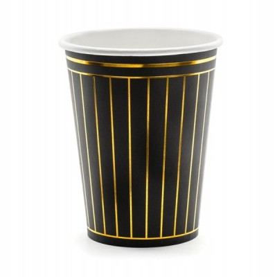6 Copos de papel listas douradas