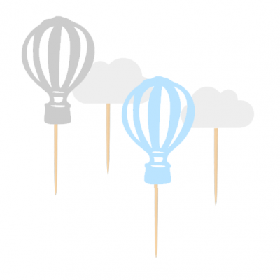 12 Cupcake toppers Balões ar quente