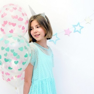 Balão latex transparente corações verde àgua