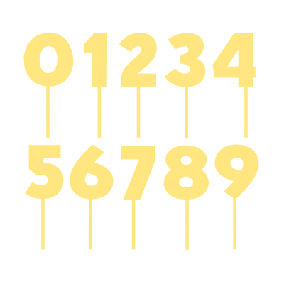 Topo de bolo número Amarelo Pastel